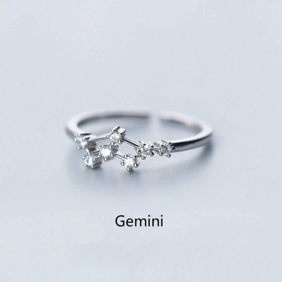 Jewelry - 925 Sterling Silver Zodiac Resizable Ring-Gemini